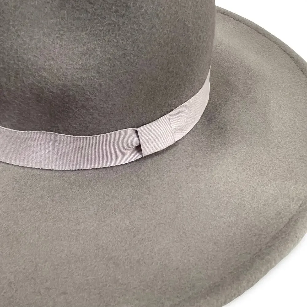 Lucky Brand Wool Panama Hat Gray Blush 4” Wide Brim Boho Chic NWT LK50039